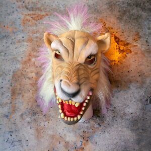 VTG Scary Synthetic Mask Lion, Wolf  Full Head 1999 Paper Magic Group Halloween
